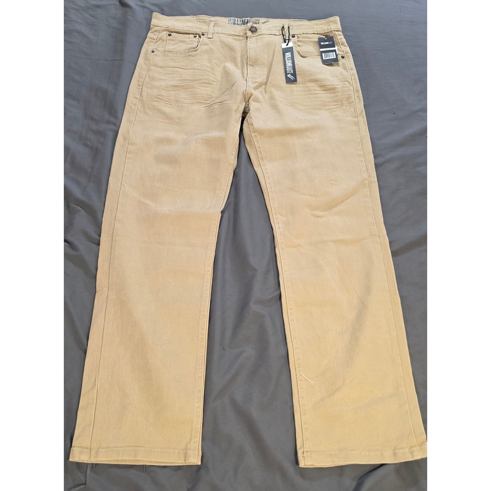 William Rast Manhattan Slim Straight Stretch Khaki Tan Mens Pants 38x32 NWT